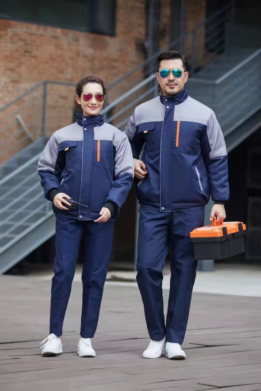 拼接茄克套裝工作服